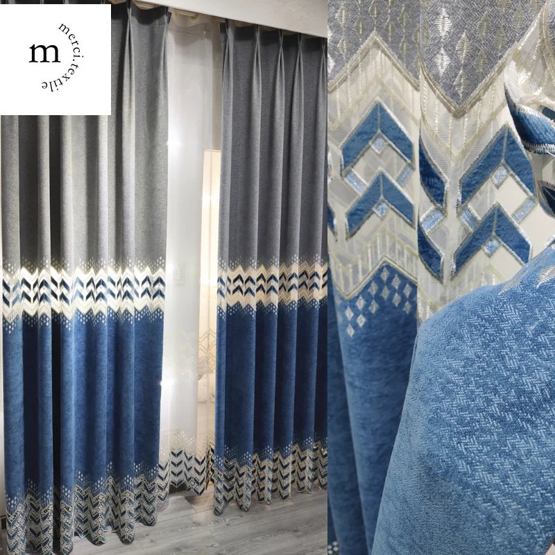 

New Curtains for Living Dining Room Bedroom Custom Modern Minimalist Thickened Chenille Hollow Embroidery Window Curtain Decor