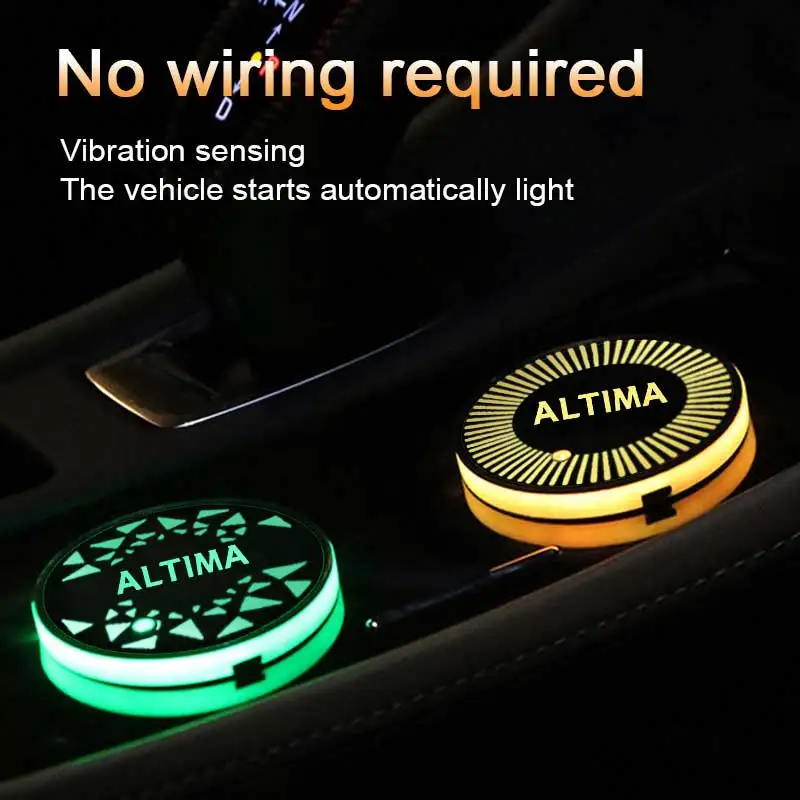 Фото Автомобильные умные подставки для воды, подставки для напитков для Nissan Altima, Логотип 7 дюймов, цветная подставка под чашку, Подставка под телефон с USB-зарядкой, аксессуары №4