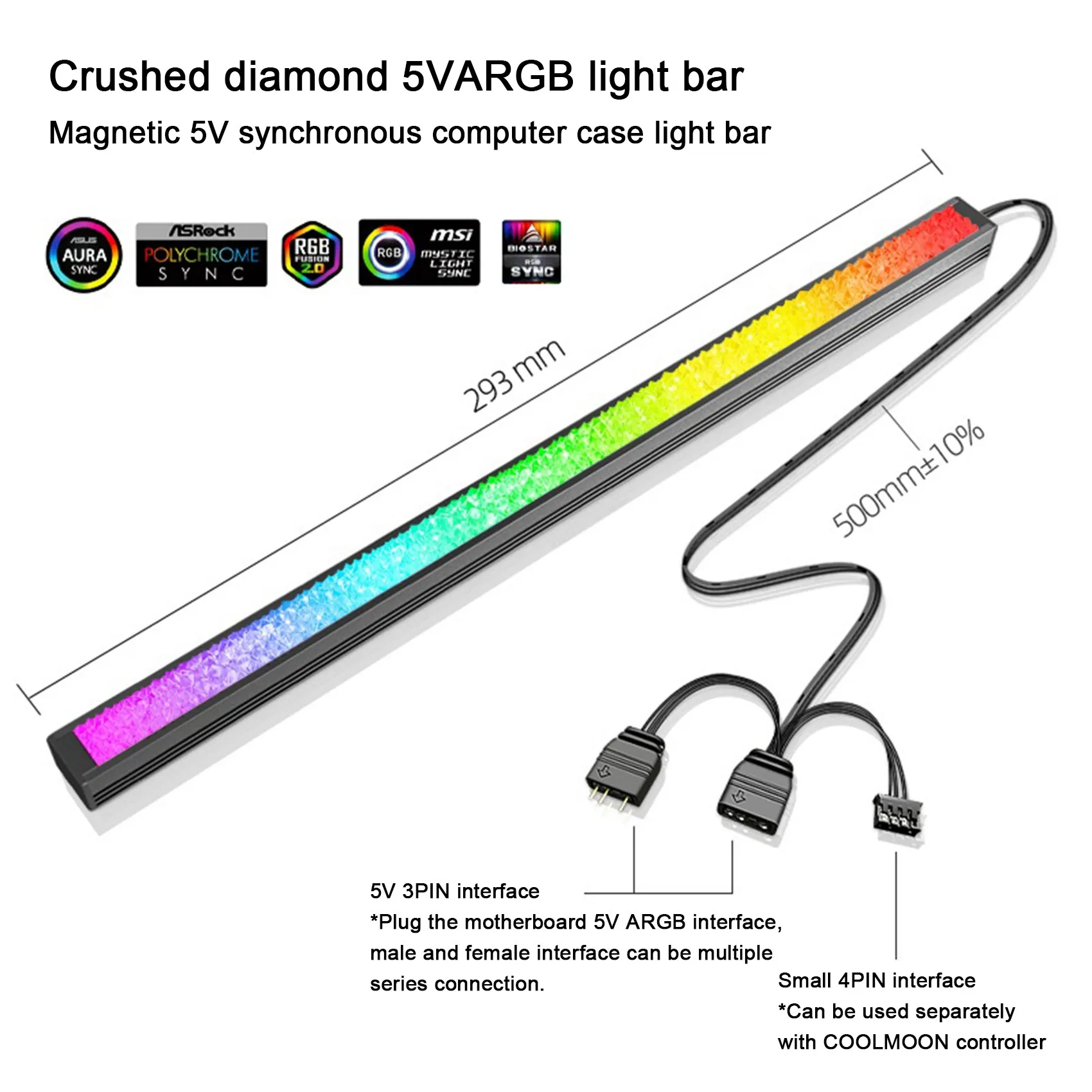 COOLMOON RGB шасси декоративная планка бриллиантовая фотоэлемент фотолента магнитная