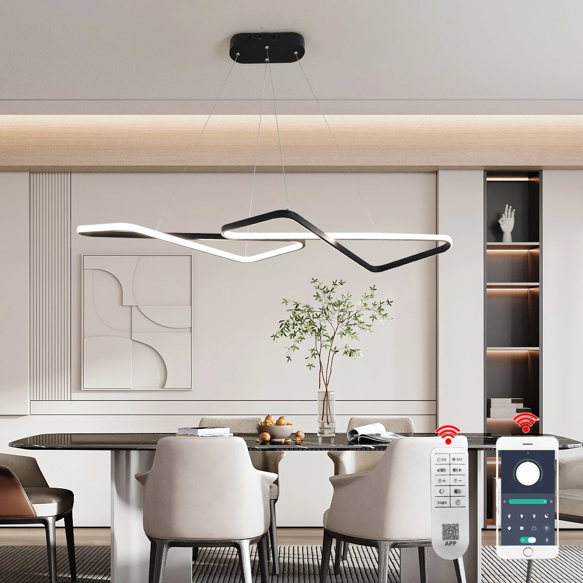 

Современные светодиодные подвесные светильники для гостиной, столовой, кухни, подвесные светильники, 120 см, светодиодная Подвесная лампа Alexa/App/Remote