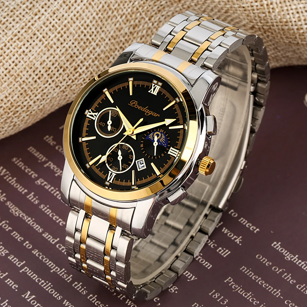 

Мужские светящиеся водонепроницаемые часы, роскошные деловые кварцевые наручные часы из нержавеющей стали, подарок на день рождения для парня, мужские часы