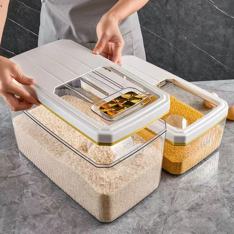 Новая кухонная вместительная коробка для хранения пищевых продуктов, зернистое ведро для риса, герметичная фотонепроницаемая соевая мука, ...