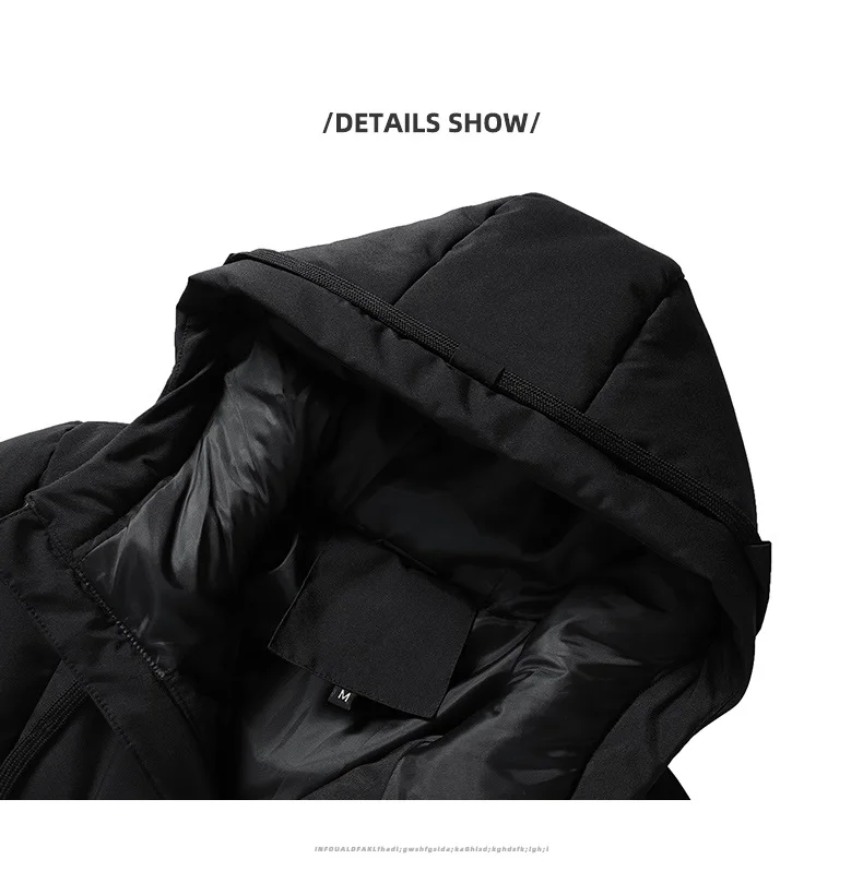 Warm Men Parkas Casual Hooded Jackets Coat Winter Thick Men's Sportswear Cotton Padded Jackets Zipper Solid Outwear Windbreaker