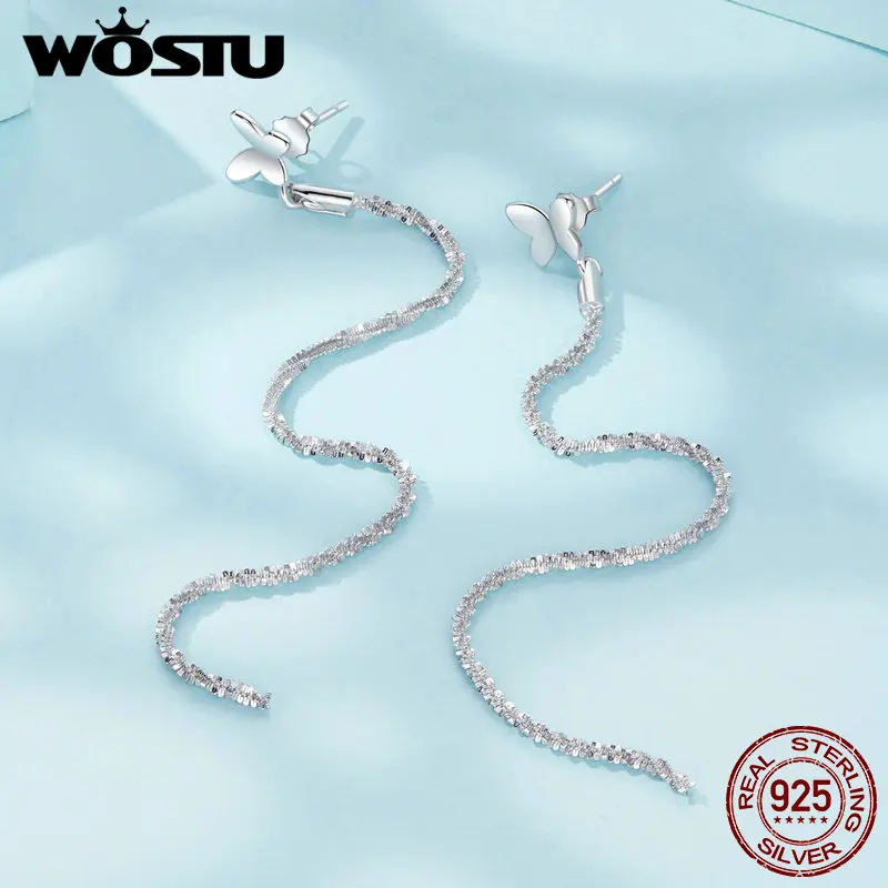 Женские Висячие серьги-гвоздики WOSTU из стерлингового серебра 925 пробы в форме
