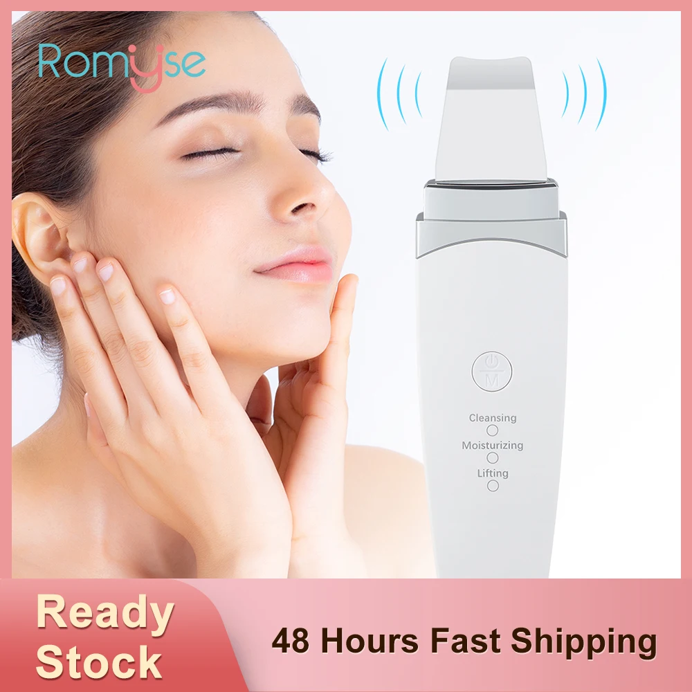 

ROMYSE Ultrasonic Skin Scrubber Deep Face Cleaning Vibration Peeling Shovel Facial Pore Acne Cleaner Remove Skin Lifting Machine