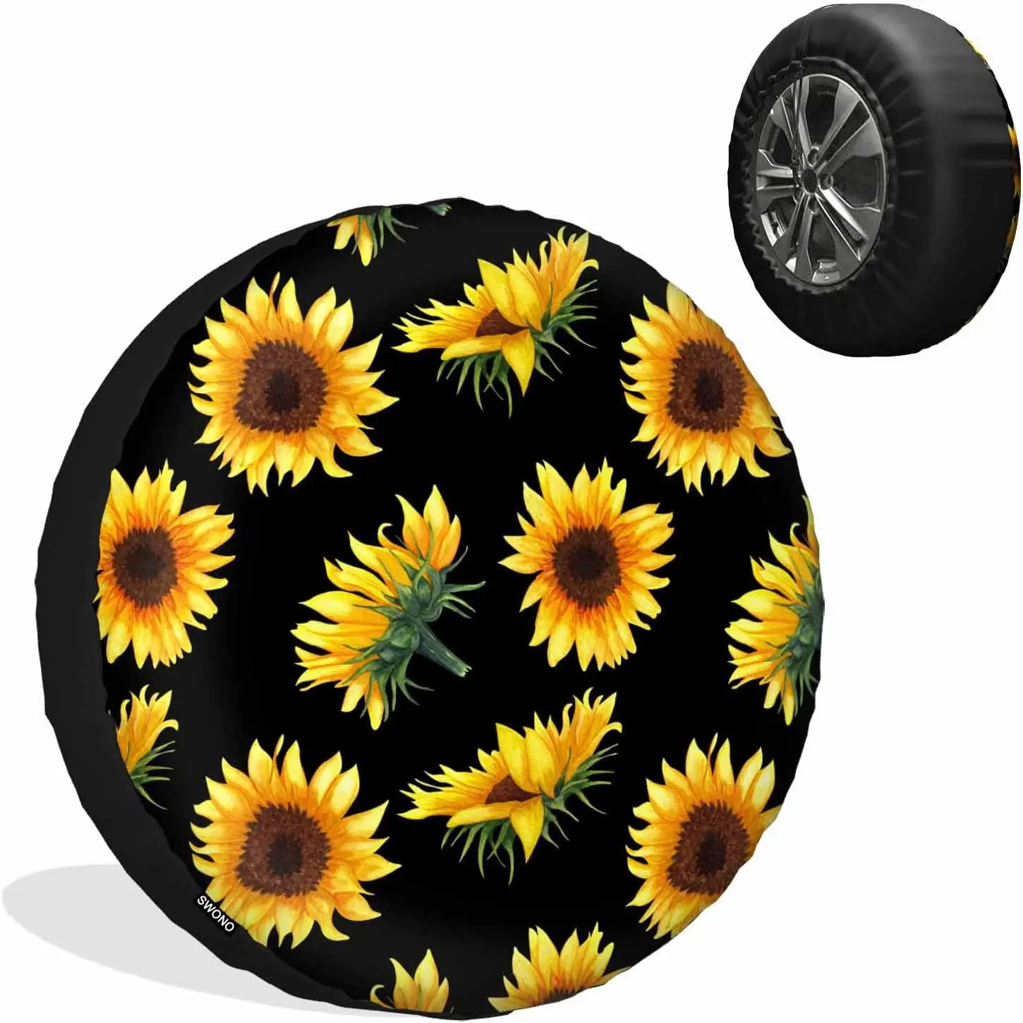 

Sunflowers Spare Tire Covers Wheel Guards Weatherproof Camping Trailer Universal Fits Tires for Rv SUV Truck Camper Travel