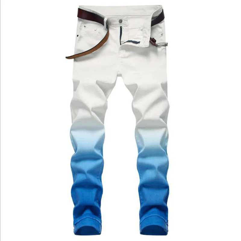 New Fashion Men Trousers Casual Male Hip Hop Denim Pants Vaqueros Hombre Mens Cotton Jeans Elastic Slim Skinny White Jeans