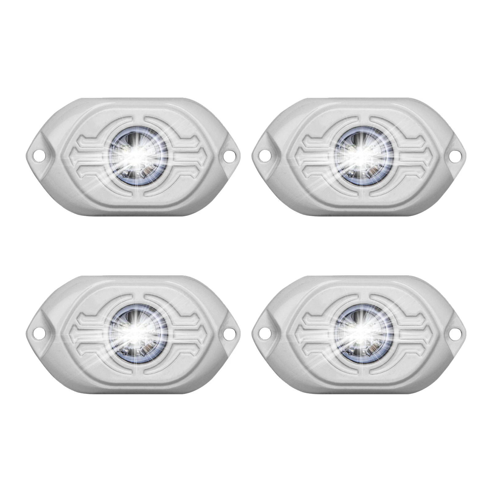 

Marine LED Rock Lights White R1 4PCS for Off Road Truck Auto Car Boat ATV SUV Waterproof High Power Neon Trail Lights Underglow