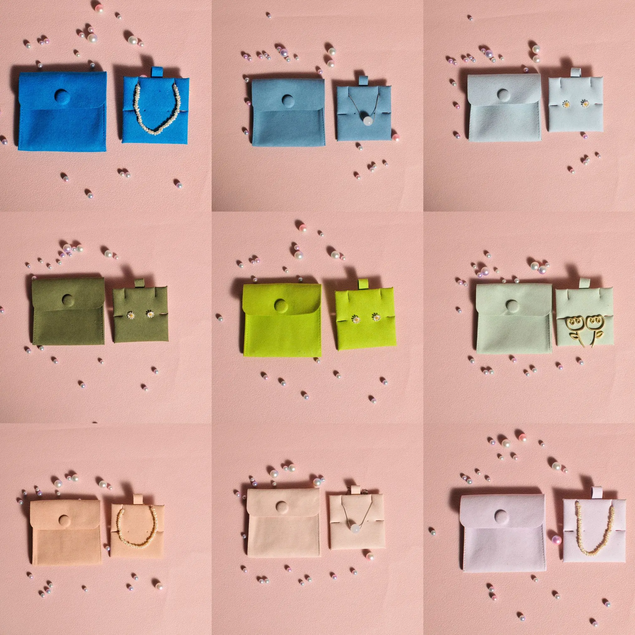 10Pcs/Lot button microfiber button Jute Gift Bags Jewelry Packaging Wedding with pads insert Candy Bag display Pouch Custom Logo