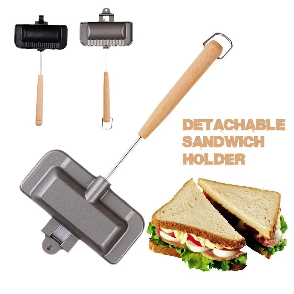 

Двусторонняя сковорода для выпечки сэндвичей с антипригарным покрытием складной гриль для жарки хлеба тостов на завтрак аппарат для приготовления Блинов Съемная 2023