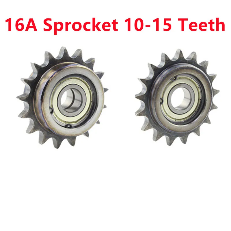 

1PCS 16A Chain Sprocket 10-15 Teeth Bore 17/20mm Bearing Roller Drive Idler Tensioner Gear Sprocket
