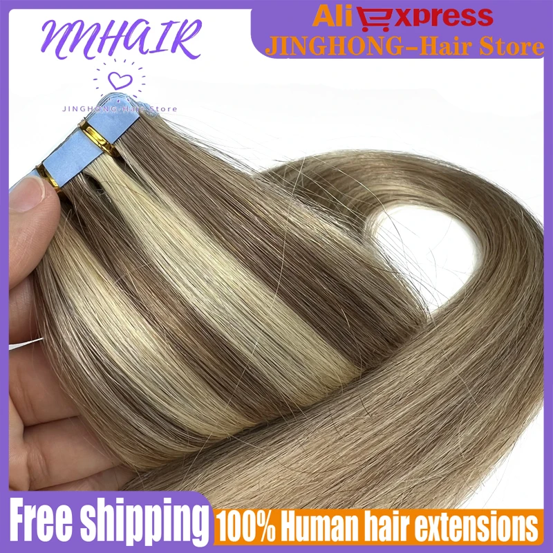 NNHAIR Invisible Tape In 100% Human Hair Extensions Remy Real Human Hair Extensions Skin Weft Thick High Quality For Woman