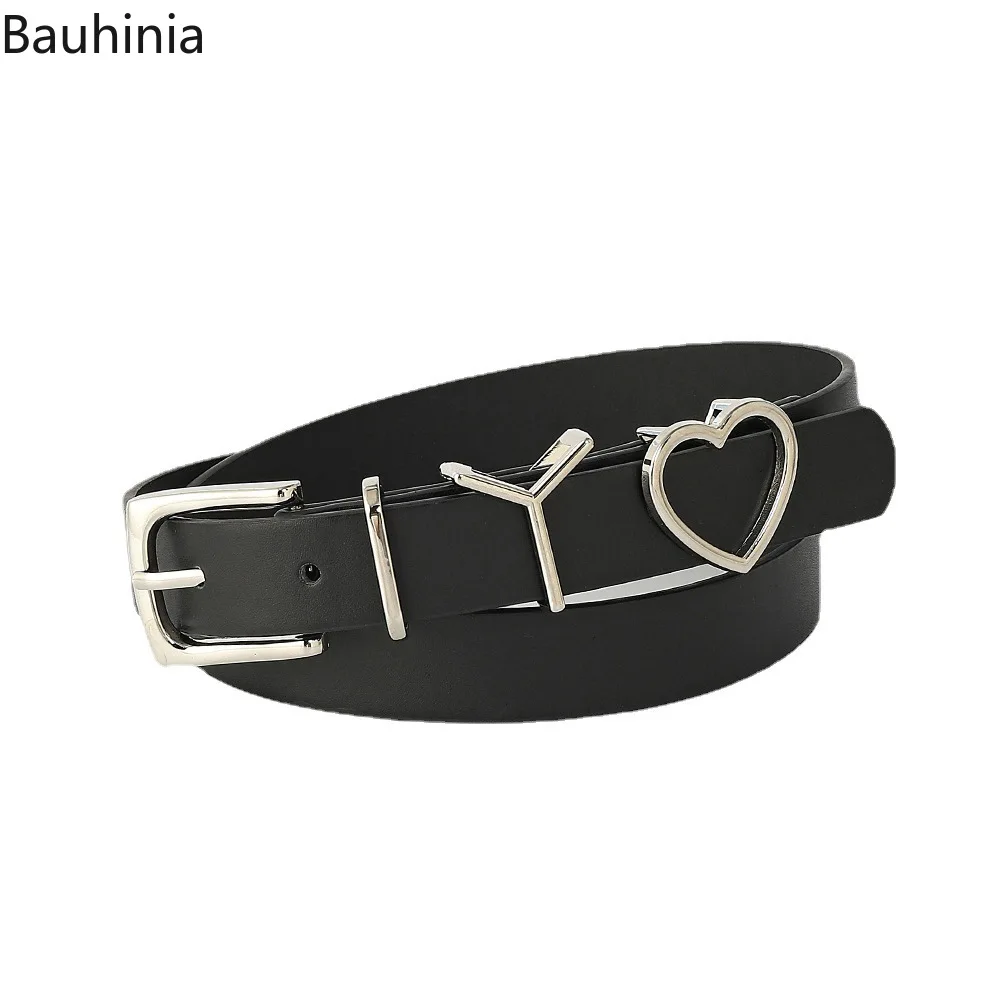 Bauhinia New Summer Casual Imitation Leather Pin Buckle Belt 106*2.4cm Fashion All-match Dress Woman Thin Belt