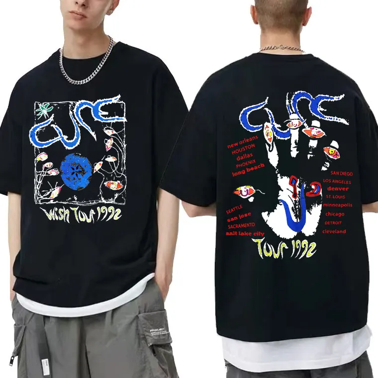 

Rock Band 1992 The Cure Wish Tour Concert Print T Shirt Short Sleeve Men Eu Plus Size Oversized Tees Man Casual Loose T-shirts