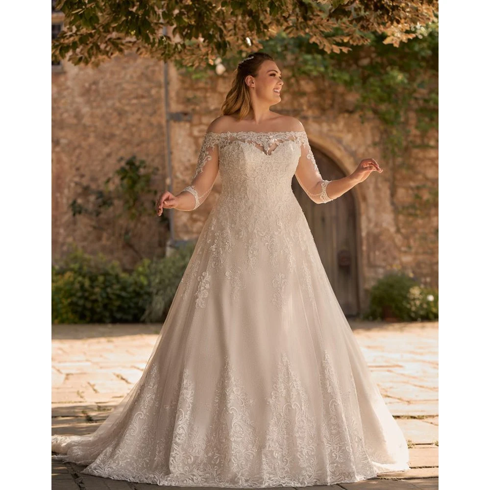 

Женское свадебное платье It's yiiya, белое классическое платье с вырезом лодочкой и рукавами 2023, трапециевидного силуэта на шнуровке сзади на ле...