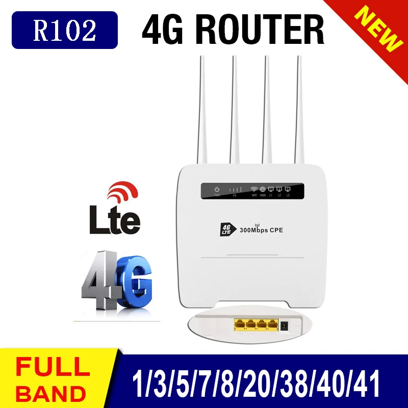 R102 Europe Africa Asia Unlocked CAT6 300mbps Wireless Router Modem 4g Wifi Router With Sim Card Slot LTE Mobile Wi-fi Hotspot