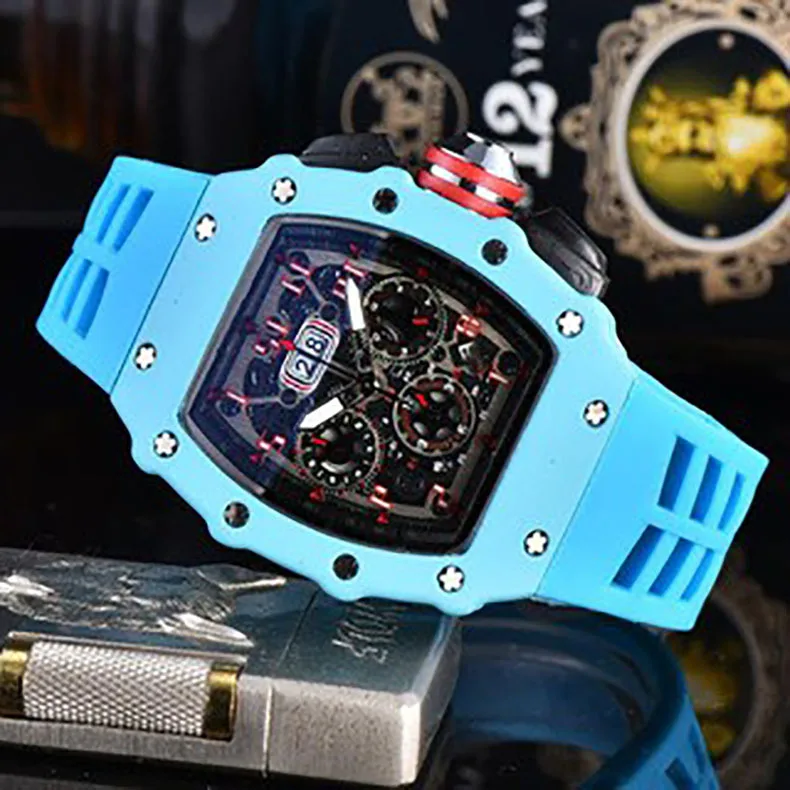 

Часы Miller RM в форме бочонка, стильные мужские часы с календарем и силиконовым волокном