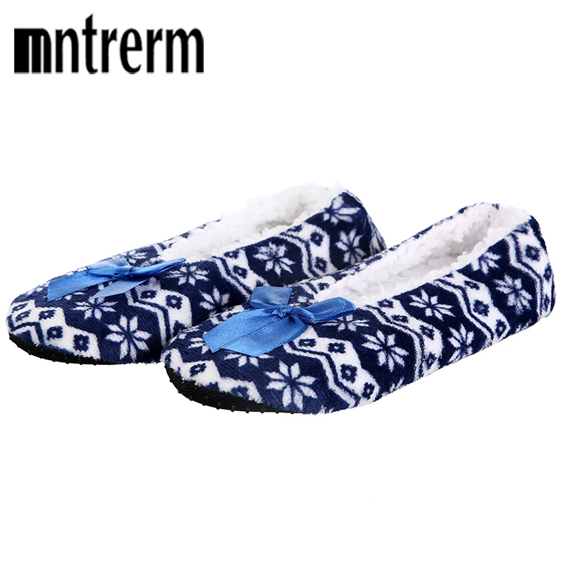 

Mntrerm Winter Women Snowflake Bottom Soft Home Slippers Warm Cotton Shoes Women Indoor Slippers Slip-On Shoes for Bedroom House