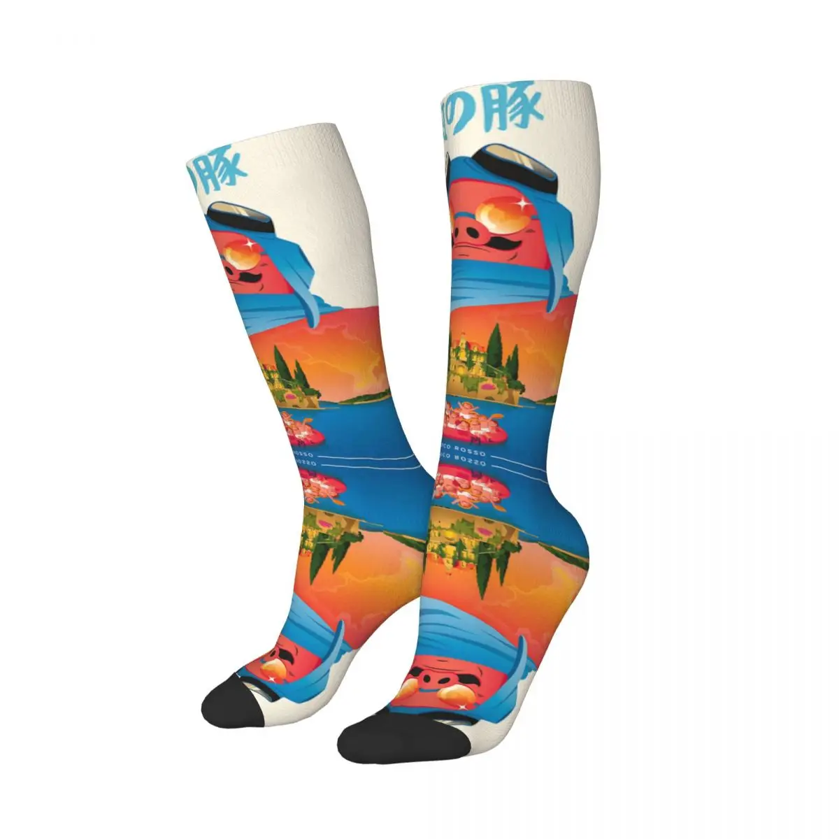 

Cozy Men's Mid Calf Socks Porco Rosso Accessories Cute Crimson Pig Graphic Calf Socks All Seasons Present