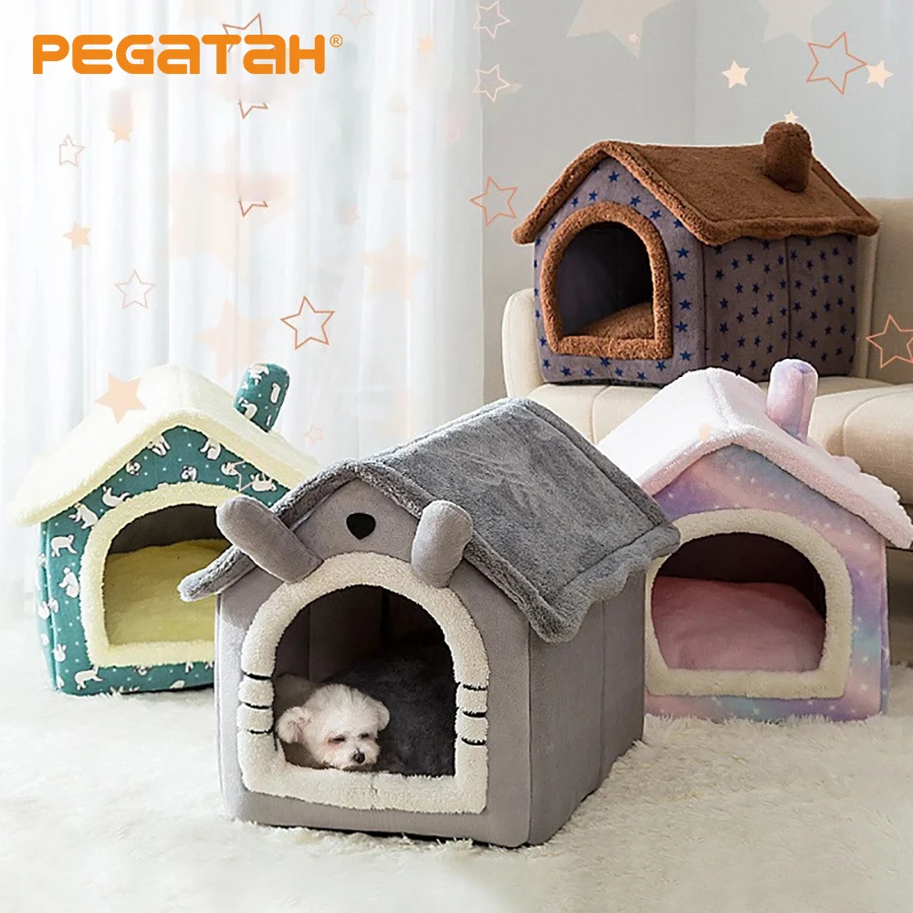 

House for Cats Small Dogs Pet Dog House Double Roof Animal Shape Comfortable Sleeping Bed Cat Nest Bed Supplies