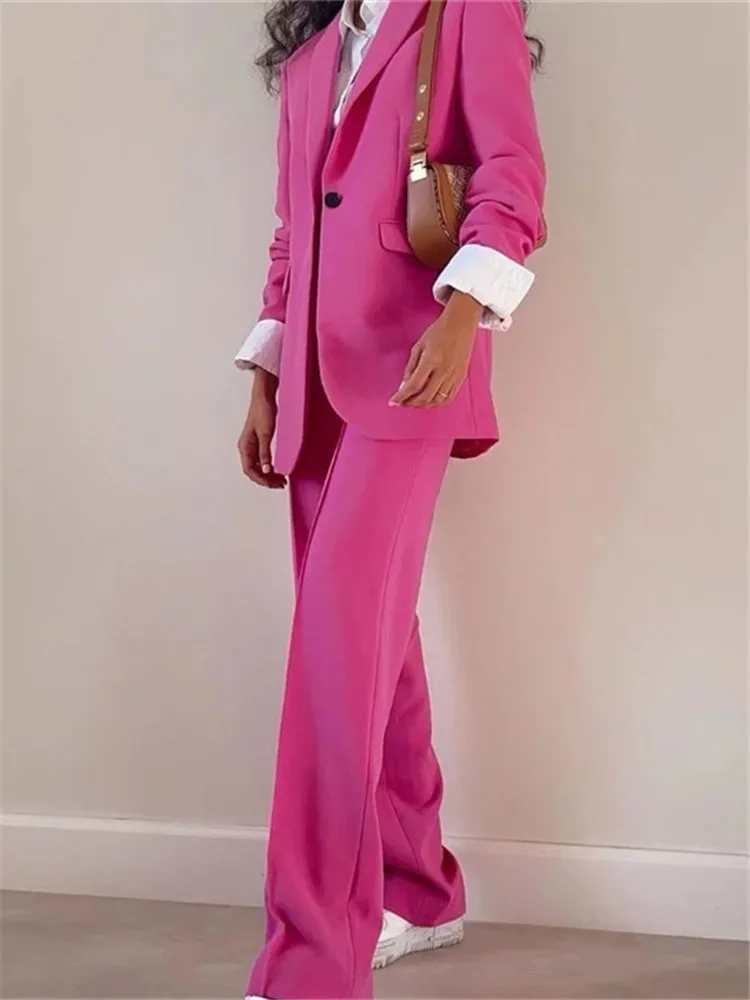 Брюки женские фуксия с высокой талией и прямыми штанинами |