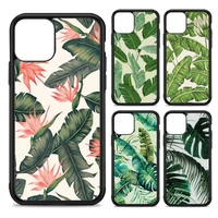 summer tropical green plants leaf phone case silicone pctpu case for iphone 11 12 13 pro max 8 7 6 plus x se xr hard fundas