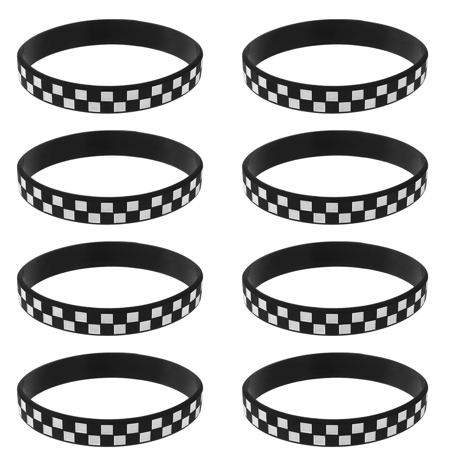 

12 Pcs Racing Wristbands Silicone Bracelet Sports Girls Fans Supply Silica Gel Plaid Pattern Bracelets
