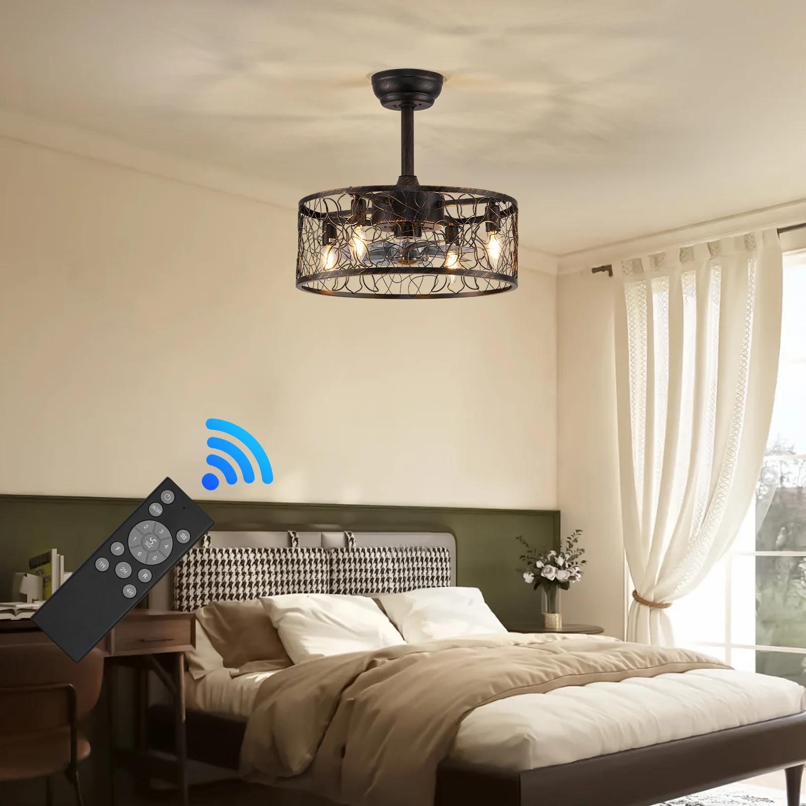 Потолочный ретро-вентилятор со светодиодной лампой подвесной вентилятор 42 дюйма