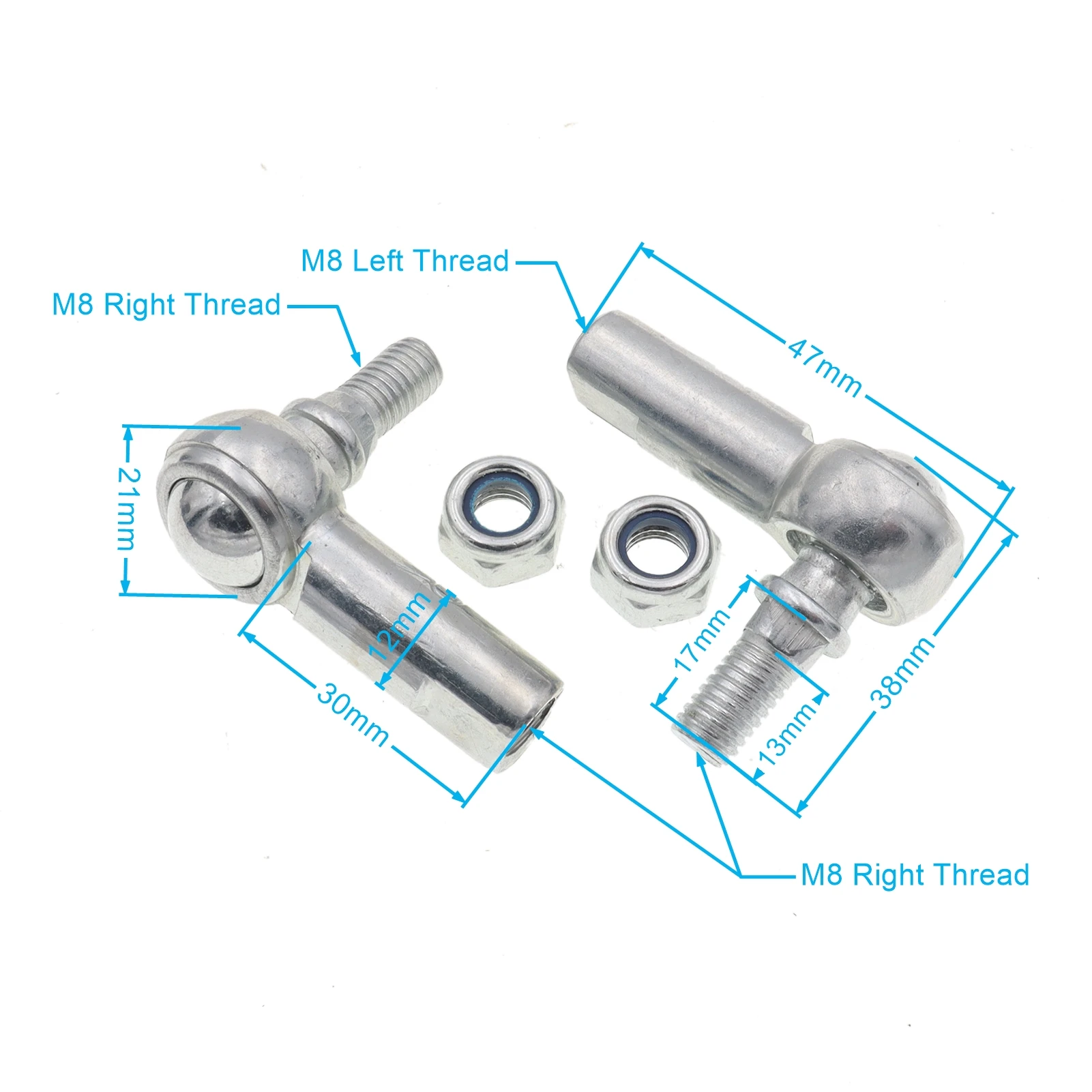 

1 пара M8/M10 левая и правая резьба, шаровой шарнир, наконечник рулевой тяги для китайского мини-квадроцикла 47cc 49cc ATV Bike
