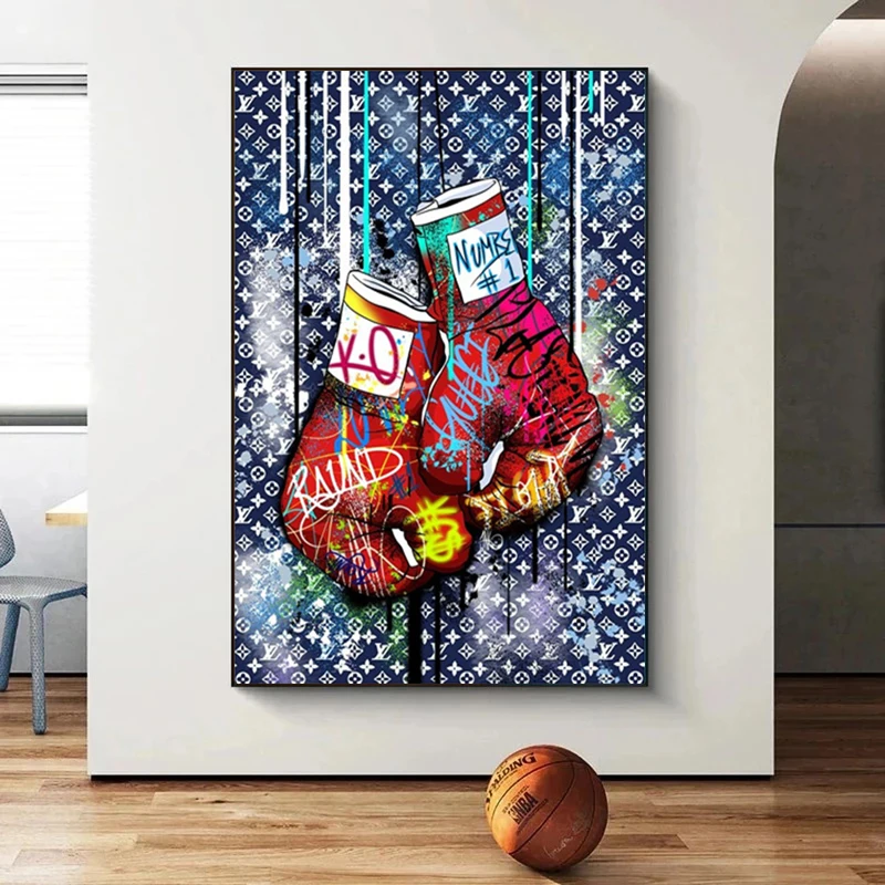 

Боксерские перчатки современная поп-арт Картина на холсте модная Роскошная фотография стены для гостиной домашний декор