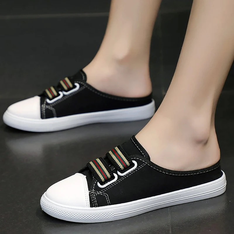 

Woman Casual Shoes Women Flat 2022 Summer Sandals Fashion Breathable Half Slippers Woman Vulcanize Shoes Zapatos Para Mujer