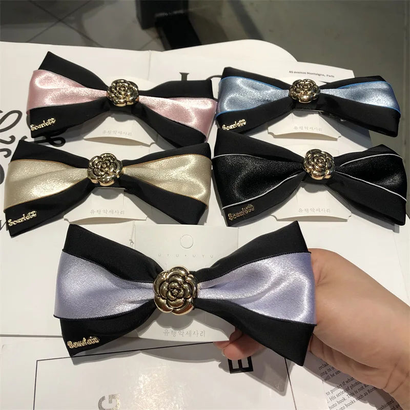 

Camellia Spring Clip Women's Handmade Bow Lovely Pink Cream Women's Hair Clip