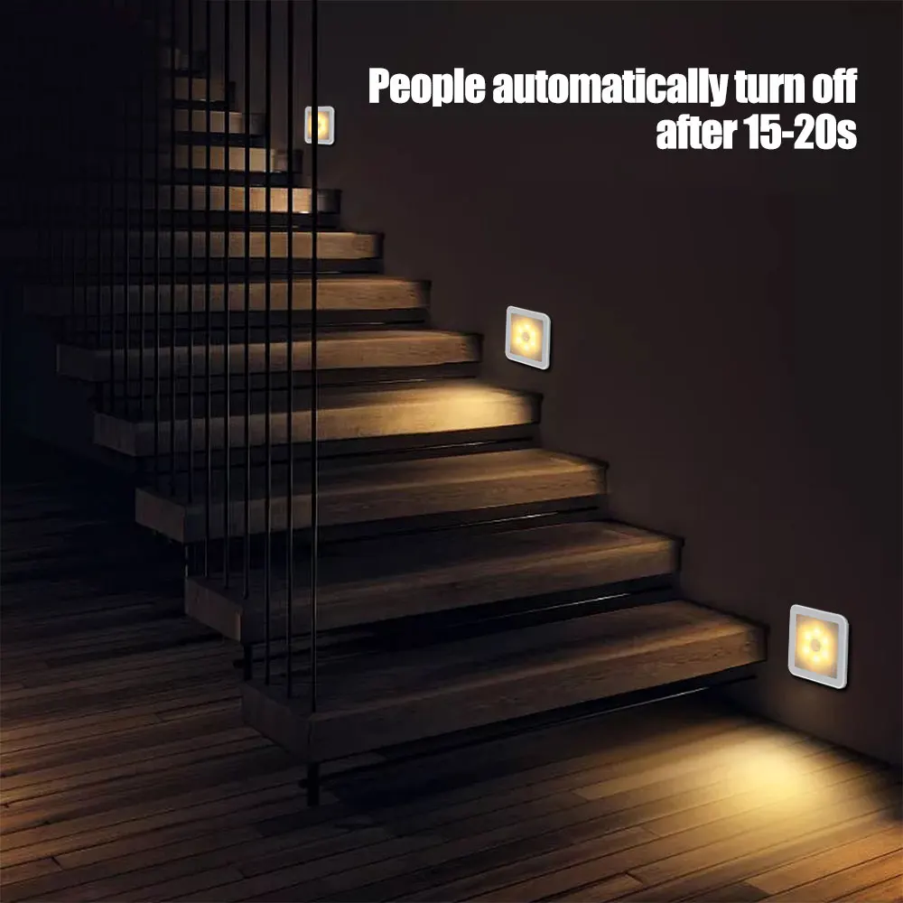 Smart Motion Sensor Wall Lamp LED Night Light Kids Children Bedside Lamp Battery Operated For Toilet Stairs Bedroom Home Hallway