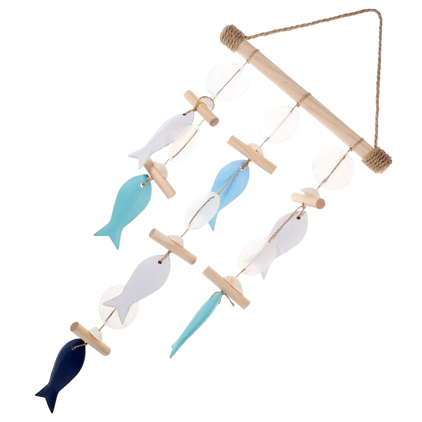 

Decor Adorable Wind Chime Mediterranean Style Fish Decoration Wood Hanging Living Room Small Home Wall