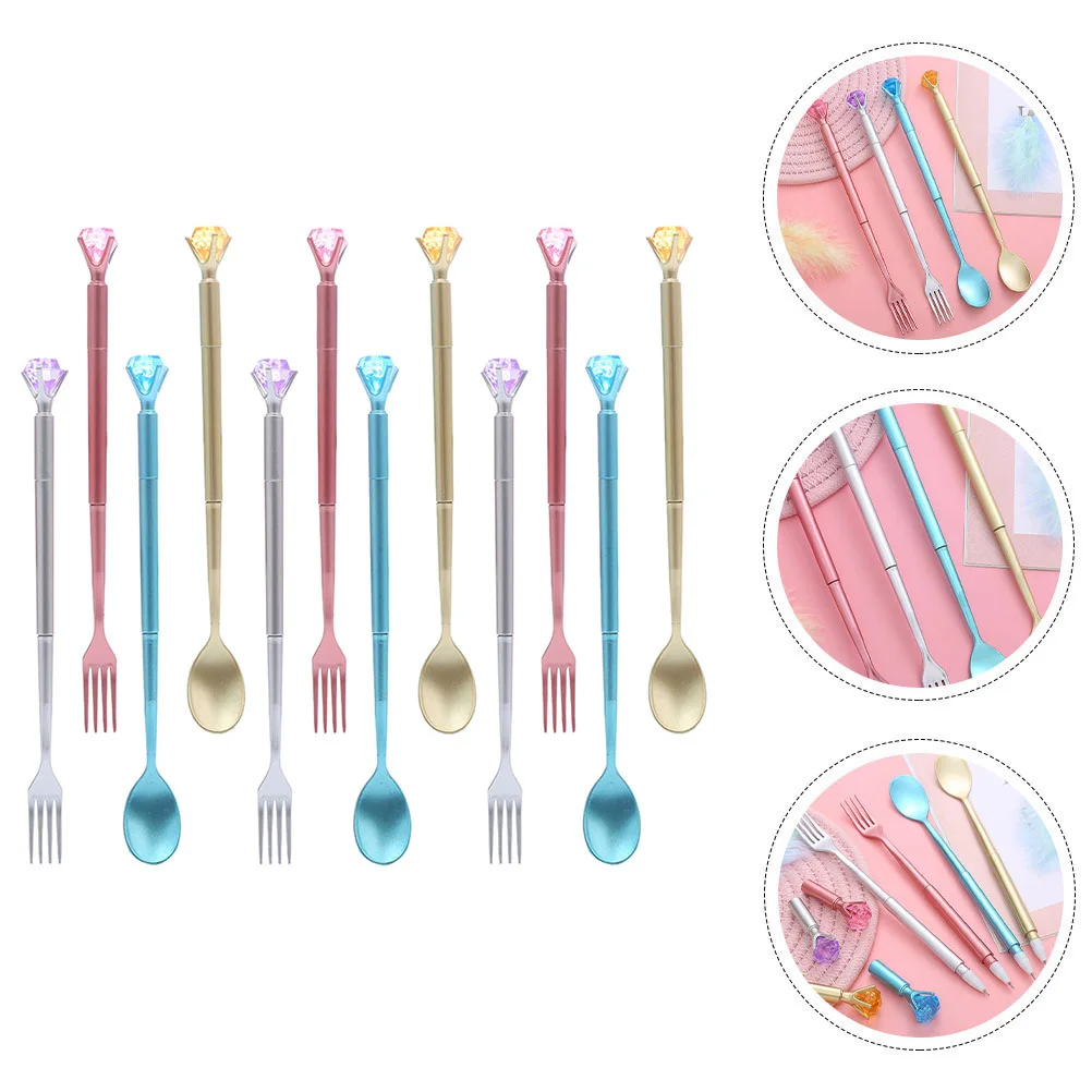 

STOBOK Black Ink Writing Pen: Creative Pens Novelty Ink Pens Fork Spoon Shaped Writing Pens Pens for Office School Children
