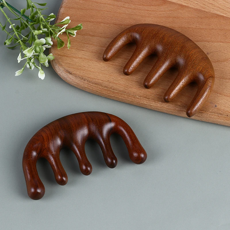 Массажная Расческа с пятью зубьями без рук деревянная акупунктурная расческа из