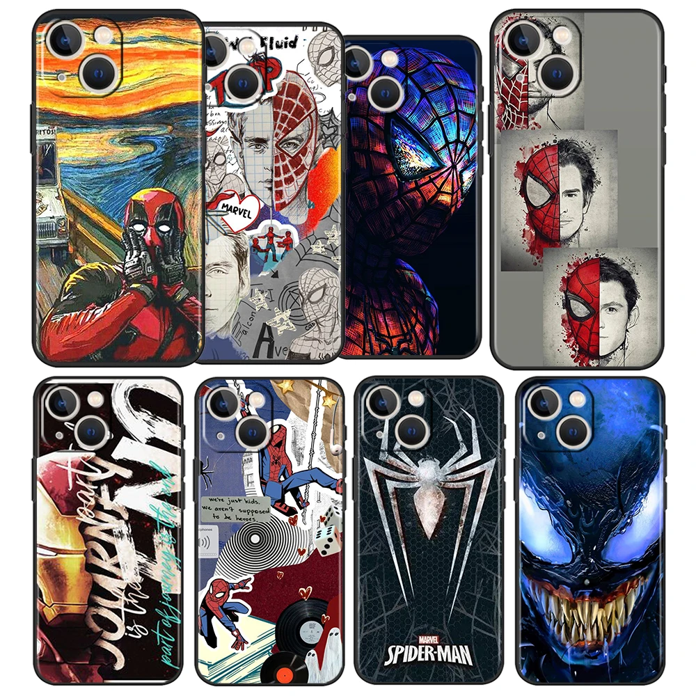 

marvel spiderman hero Phone Case For Apple iPhone 14 13 12 11 Pro Max Mini XS Max X XR 7 8 Plus 5S Silicone Black Shell