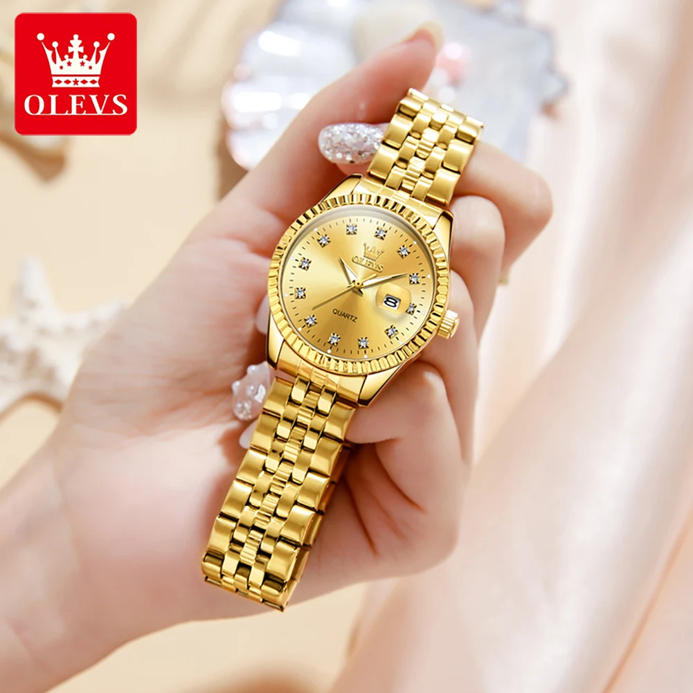 OLEVS 2023 New Gold Watch Women Watches Ladies Creative Steel Women's Bracelet Watches Female Waterproof Clock Relogio Feminino