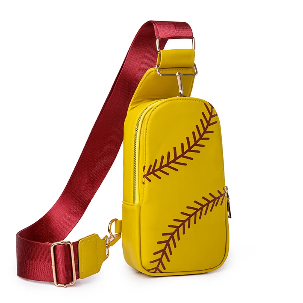 Fashion Balls Pattern PU Leather Crossbody Sling Bags Women Football Printing Fanny Packs Female Vintage Baseball Chest Bag