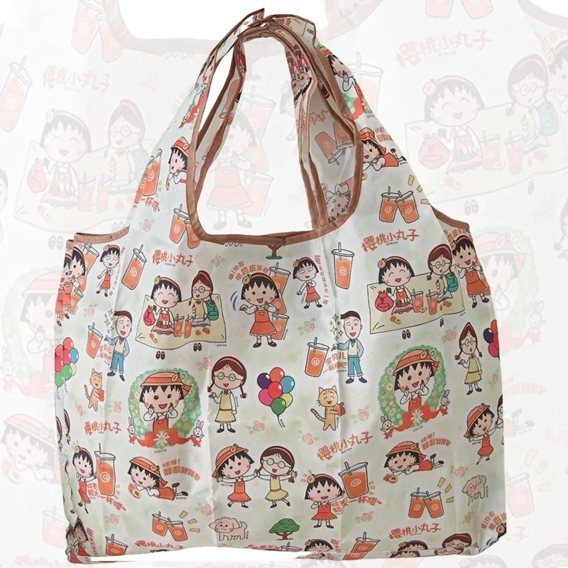 Сумка для покупок Chibi Maruko Chan с милым мультяшным принтом, складная, портативная, вместительная, на плечо, для покупок, для хранения продуктов, подарок (art.: 3920db93172d5) - 3920db93172d5