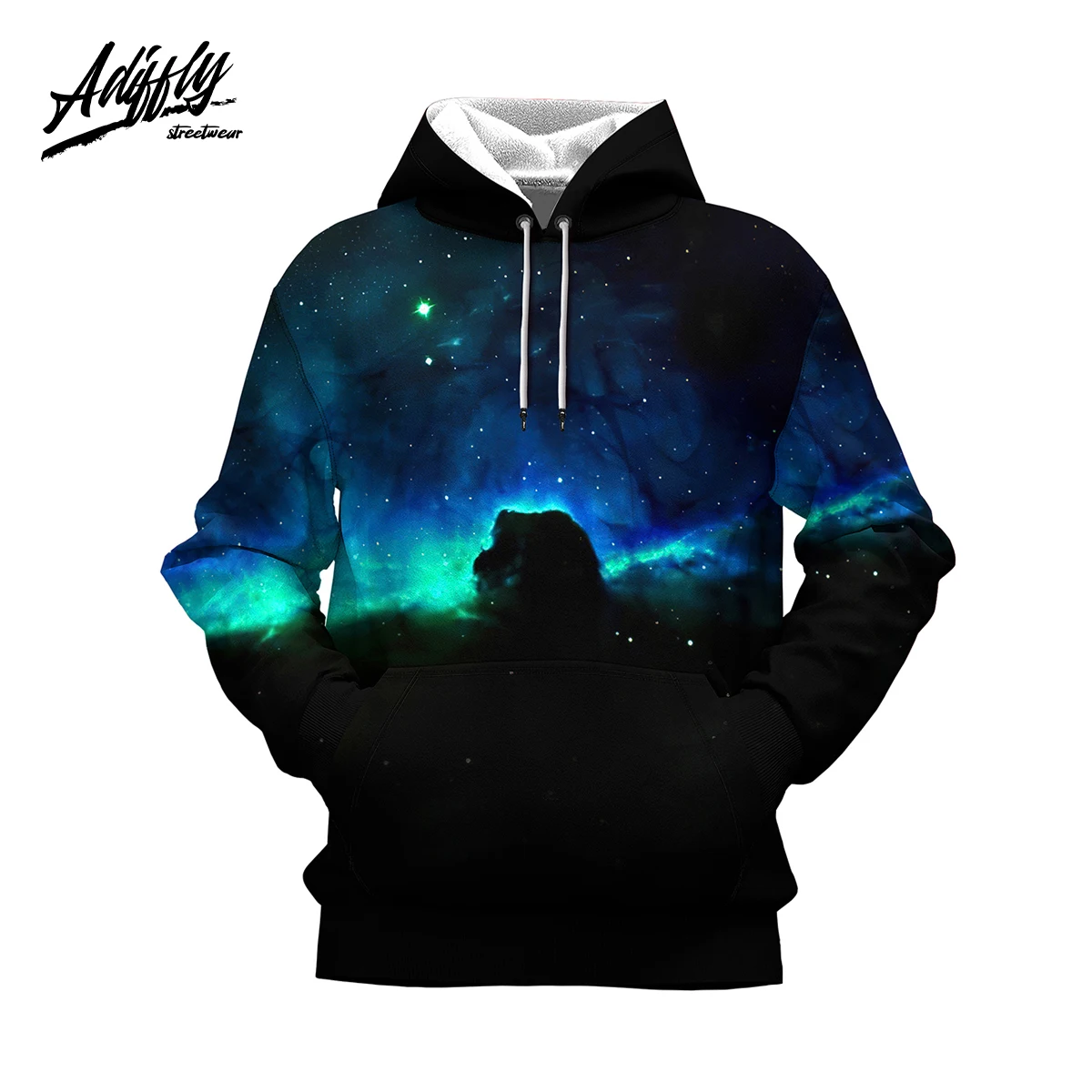 

Adiffly Vintage Starry Sky Hoodie 3D Print Long Sleeve Sweatshirts Regular Lightning Crew Neck Hoodies Top Men With Pocket