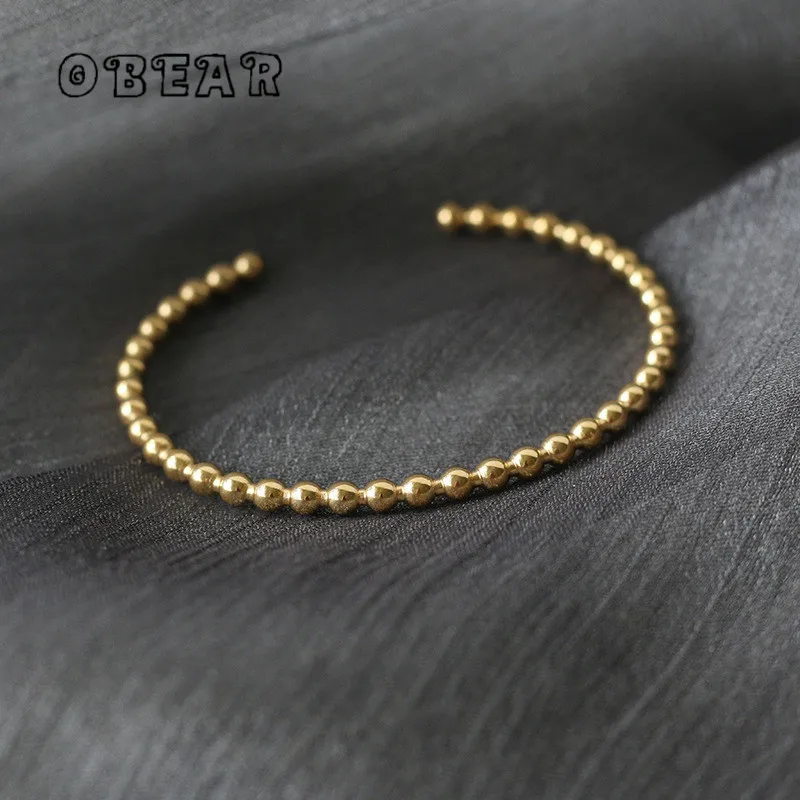 

316L Stainless Steel Simple Bead Open Bracelet For Women New Trend Rustproof Wrist Jewelry Party Gifts Bijoux