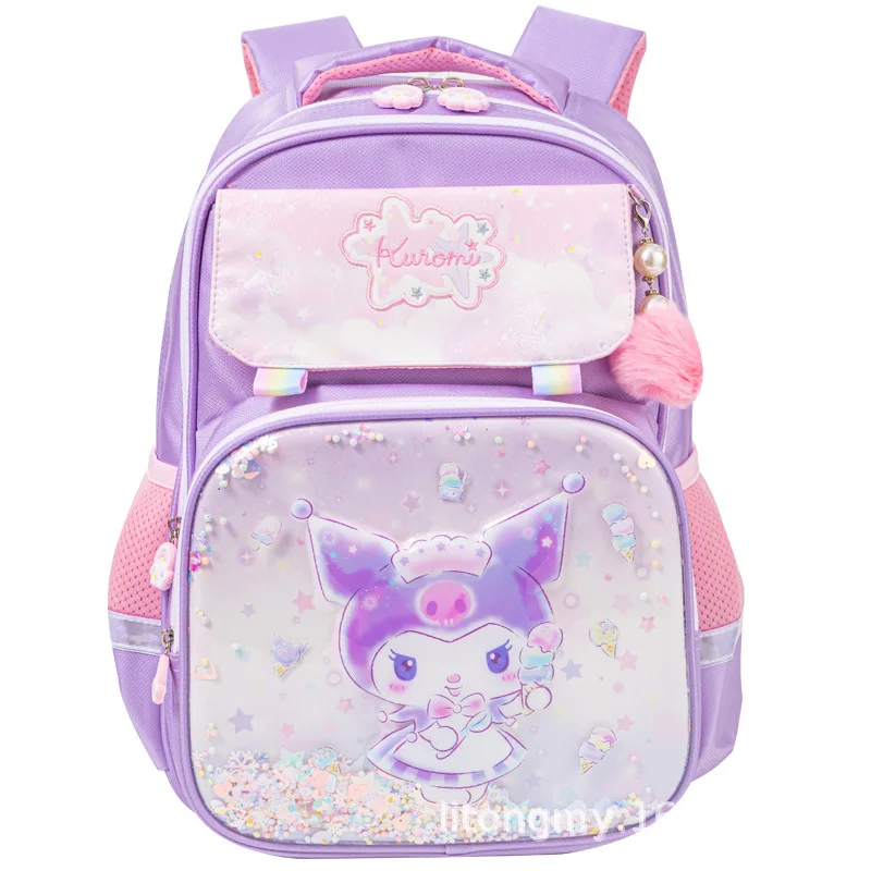 

Sanrio Kawaii Hello Kitty Kuromi My Melody Schoolbag Elementary School Children Girls Backpack Ridge Protection Lightening