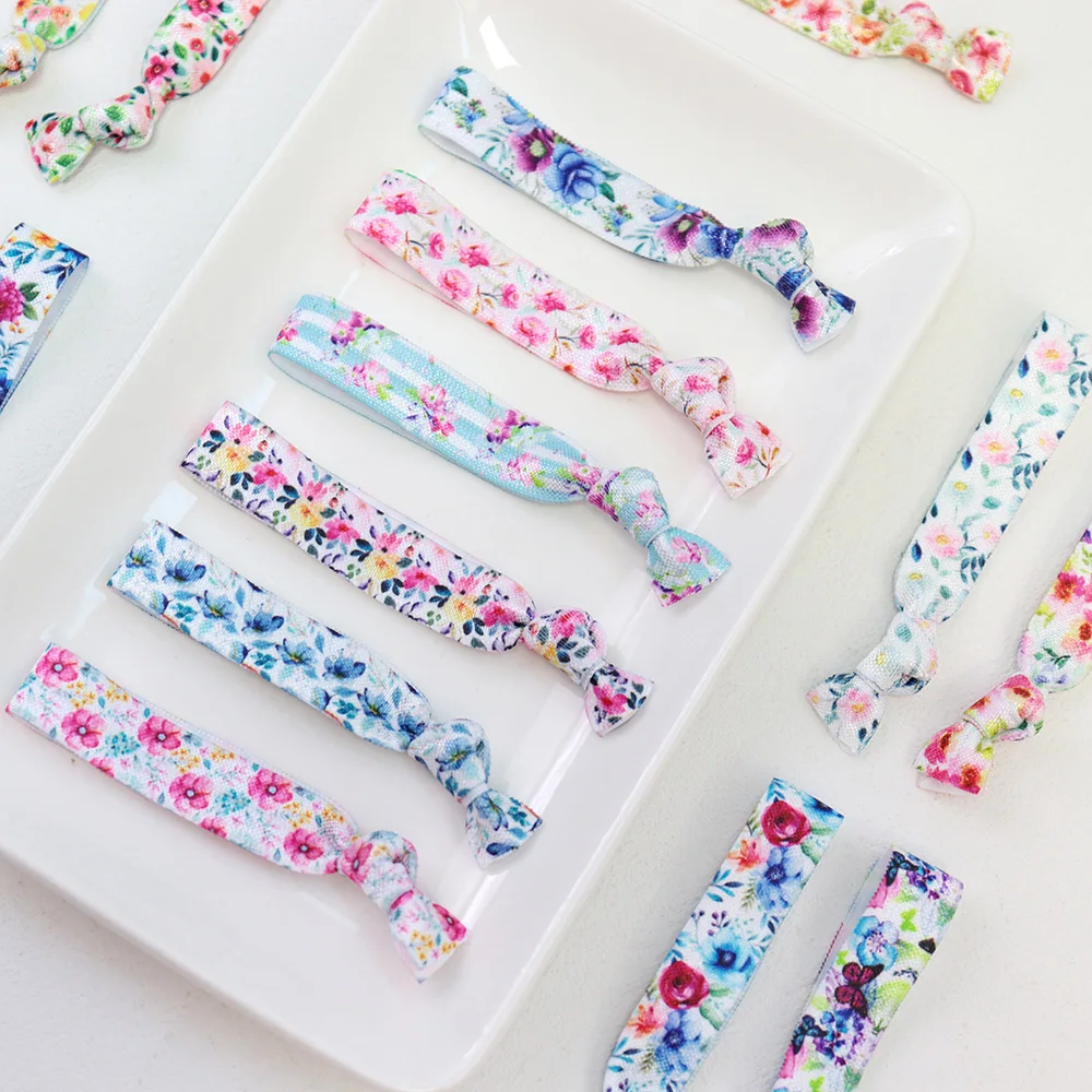 20 шт. весенняя повязка для волос с цветочным принтом FOE эластичная узлом на голову