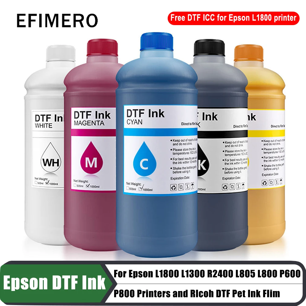 

Чернила DTF белые для Epson L1800 L1300 R2400 L805 L800 P600 P800 Rlcoh DTF, ПЭТ, 1000 мл