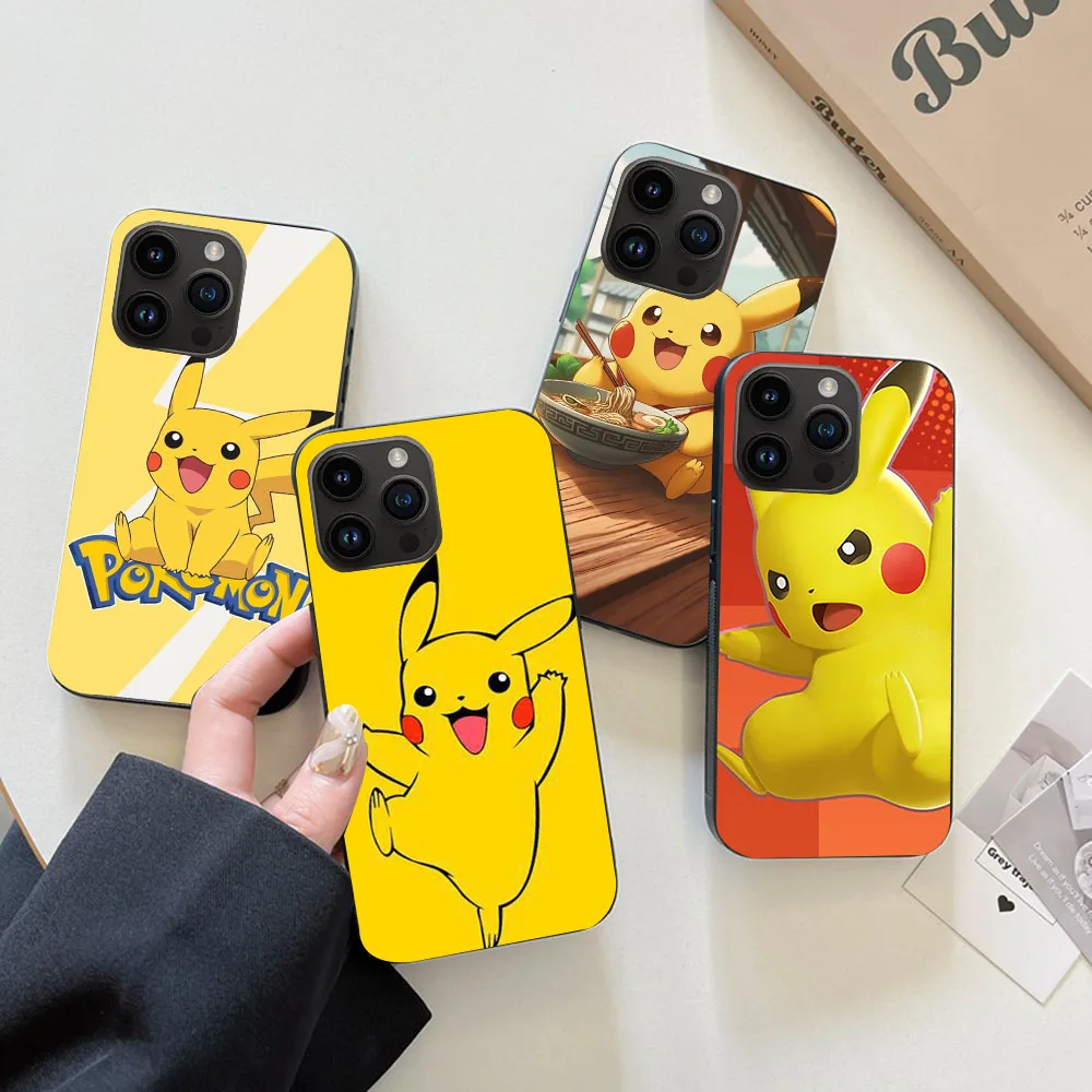 WAA-24 Pikachu Pokemon Black Flexible TPU Case For Samsung A22 25 30 31 32 33 35 41 50 51 52 53 54 55 70 71