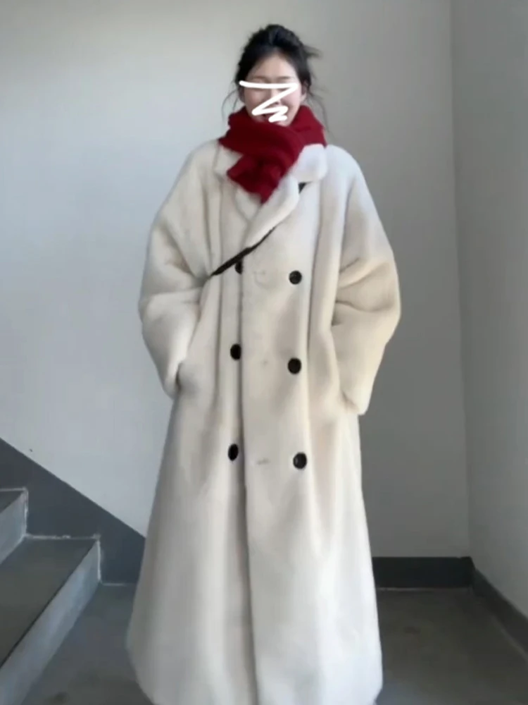 Корейская серия высококачественное белое пальто средней длины из