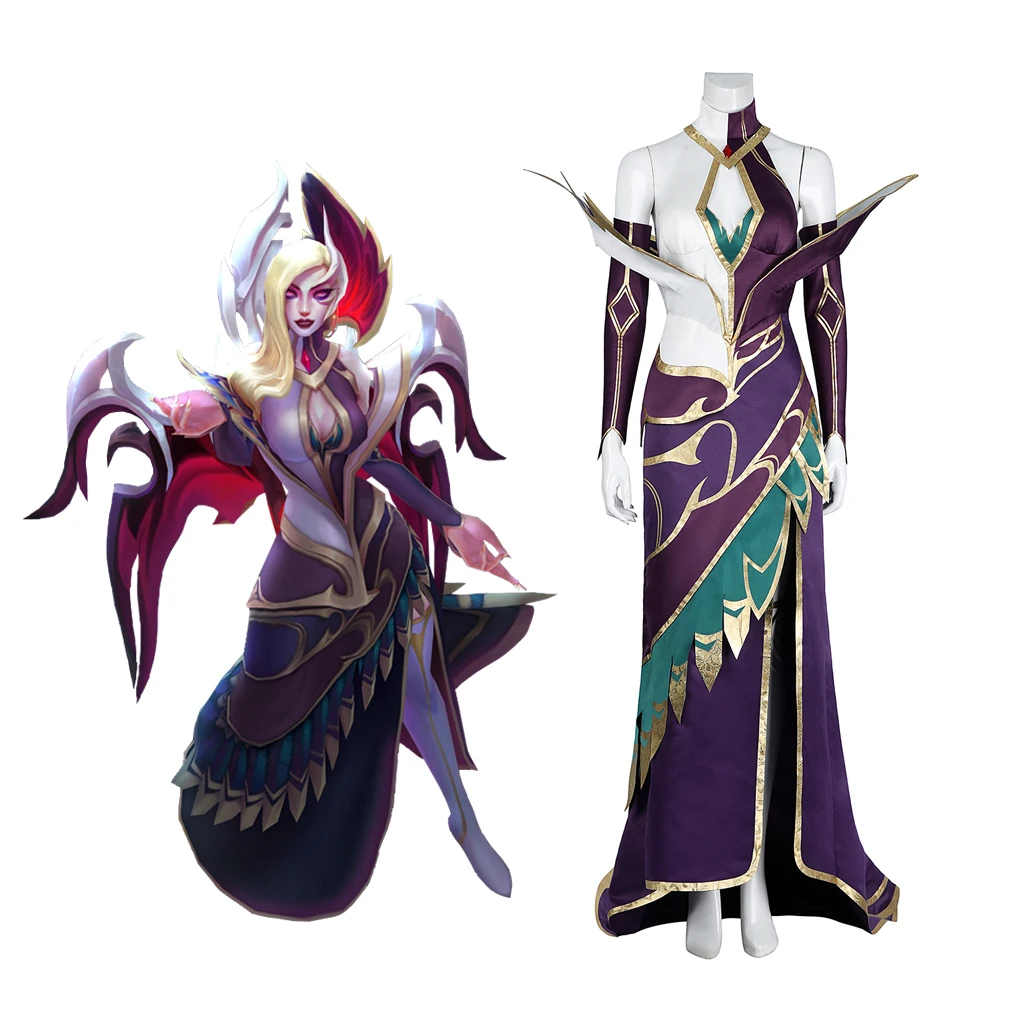 Костюм для косплея Morgana полный комплект униформа LOL Coven женщин костюм на Хэллоуин