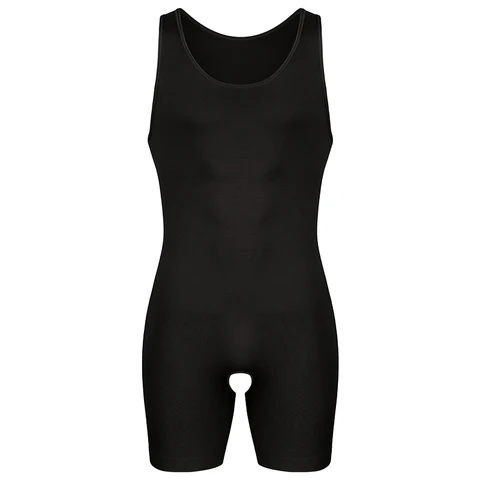 Kolsuz bodysuit erkekler tam vücut şekillendirici sıkıştırma fanil