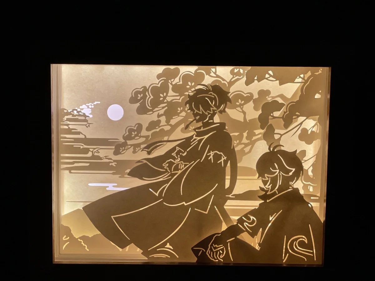 Оригинальная фигурка Genshin Impact Kazuha Xiao The Lonely Journey лампа для резьбы по бумаге